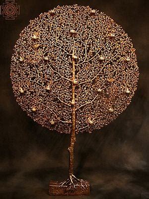 Large Brass Tree Of Life With Perched Birds Wall Hanging Exotic