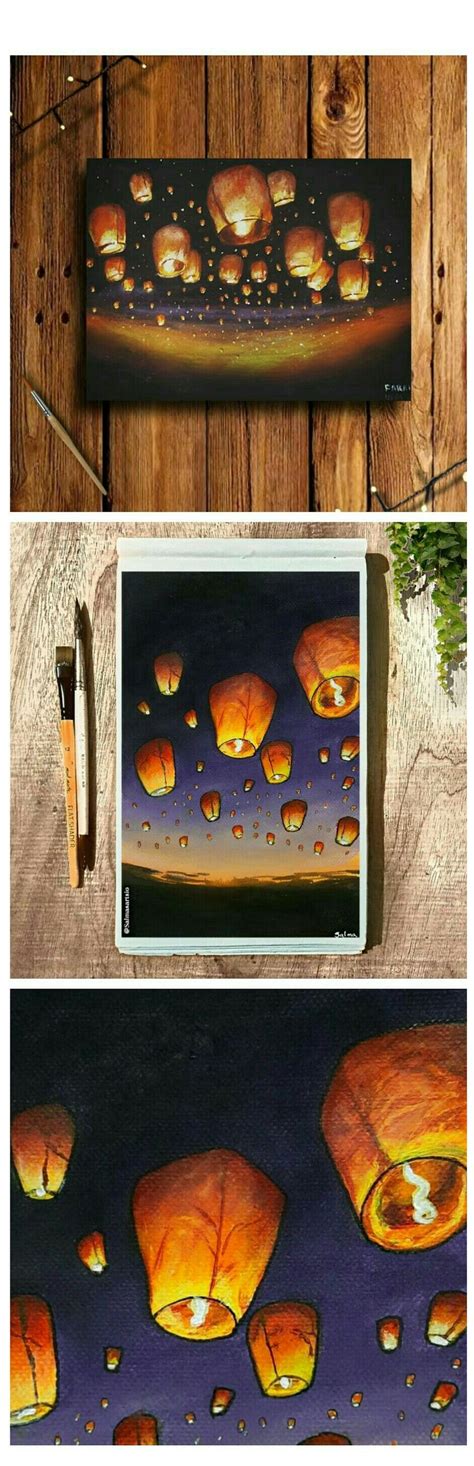 Sky lanterns paintings | Colorful canvas art, Canvas art painting ...