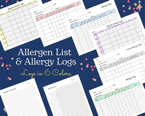 Printable Allergy Tracker Food Symptom Tracker Allergen Etsy