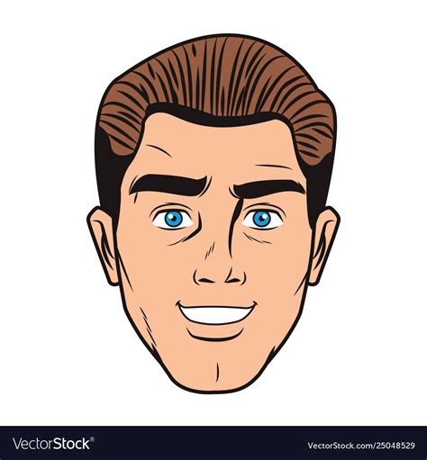 Pop Art Man Face Royalty Free Vector Image Vectorstock