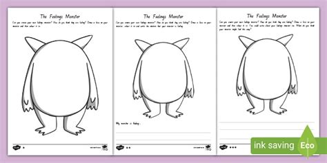 The Feelings Monster Differentiated Worksheet Yr 1 3