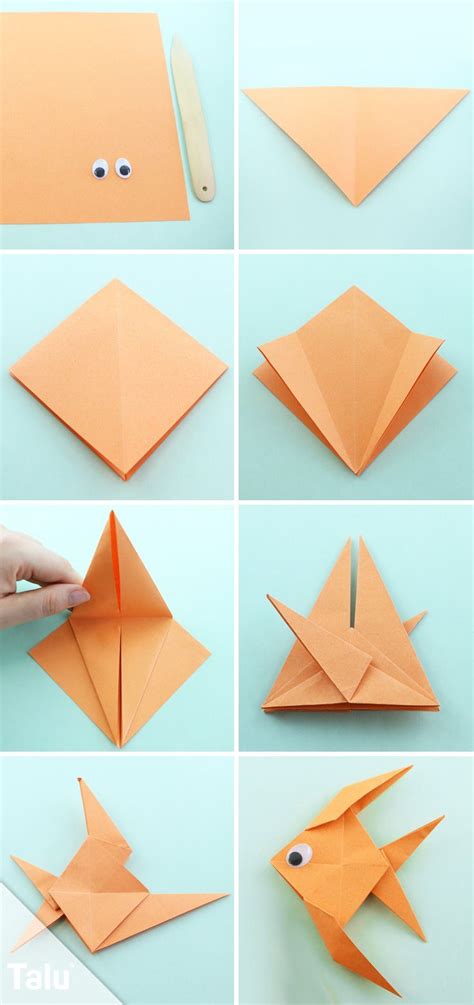 Origami Fisch Falten Aus Papier Einfache Anleitung Fisch Falten