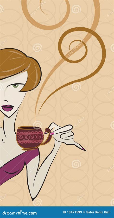 Girl Drinking Coffee Vector Stock Vector Illustration Of Adult