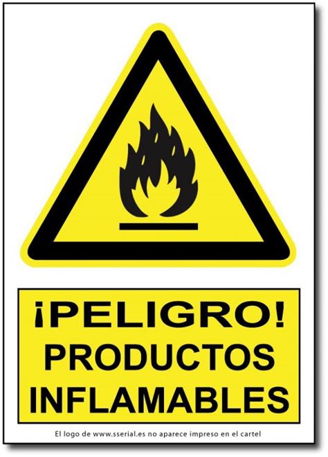 Cartel En Vinilo Adhesivo Para Peligro De Productos Inflamables