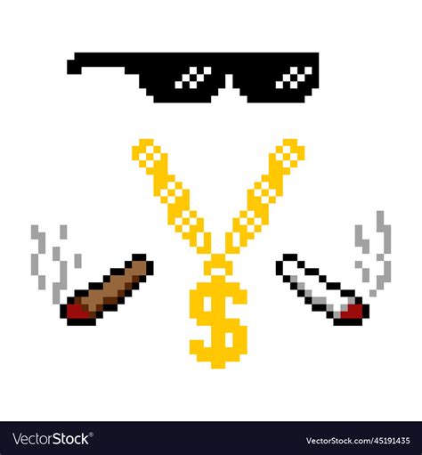 Funny pixelated boss sunglasses gangster thug Vector Image