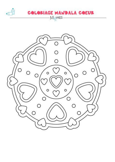 Mandala coeur à colorier facile MOMES