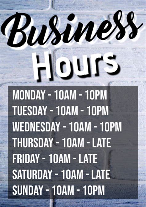 Business Hours Template Postermywall