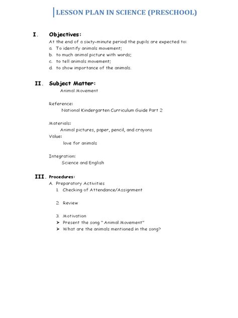 Integrated Lesson Plan in Science in Preschool | PDF | Lesson Plan ...