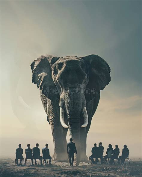 An Elephant Leading A Team Meeting Symbolizing Leadership And Memory In