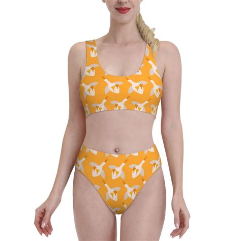 High Waisted Bikini Sets For Women Flying Ducks Piece Sporty Bathing