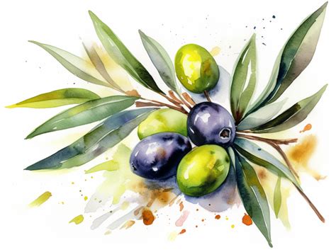 Olives On A White Background With Leaves Cartoon Art Olive Fruit Png