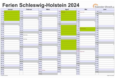 Ferien Schleswig Holstein Ferienkalender Zum Ausdrucken