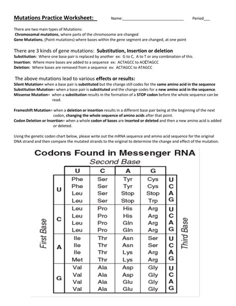 Dna Mutation Simulation Worksheet Answers Printable Word Searches