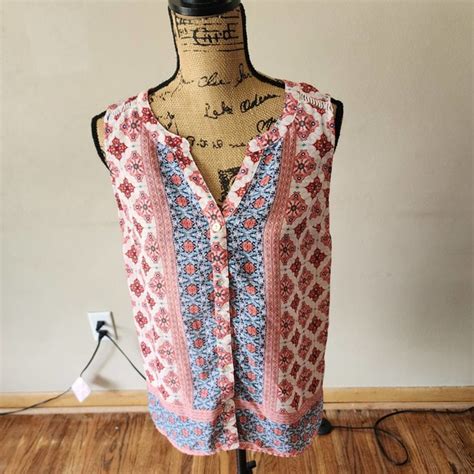 Dress Barn Tops Westport Dressbarn Red Paisley Boho Sleeveless Tank