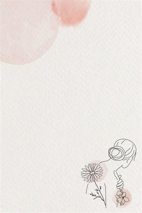 Floral feminine background, woman portrait line art border vector ...