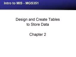 PPT Intro To MIS MGS351 Design And Create Tables PowerPoint