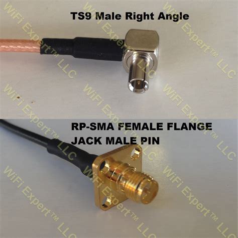 Lmr100 Ts9 Angle Male To Rp Sma Female Flange Coaxial Rf Pigtail Cable