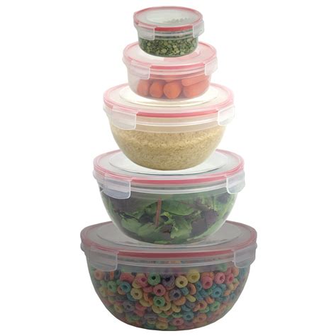 Home Basics 10 Piece Locking Round Plastic Food Storage Containers With