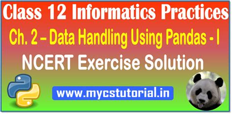 Class 12 Informatics Practices Chapter 3 Data Handling Using Pandas