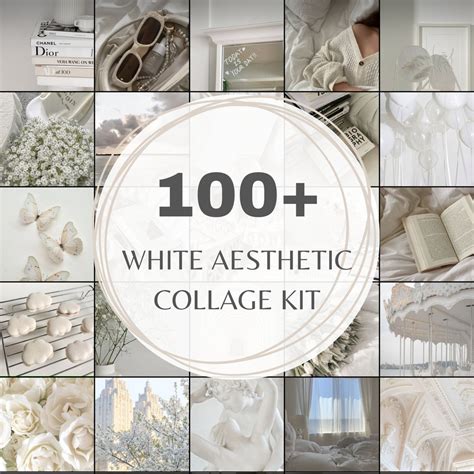 100 Pcs White Wall Collage Kit White Clean Girl Aesthetic Photo Collage White Pictures Room