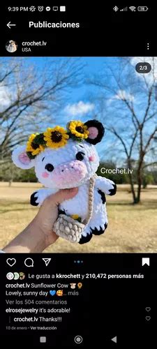 Vaquita Peluche Amigurumi Con Flores Tejida A Mano A Crochet En Venta