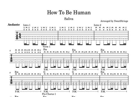 How To Be Human Tab & Chords - Saliva | PaidTabs.com