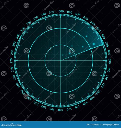 Vector Blue Radar Screen Military Search System Futuristic Hud Radar