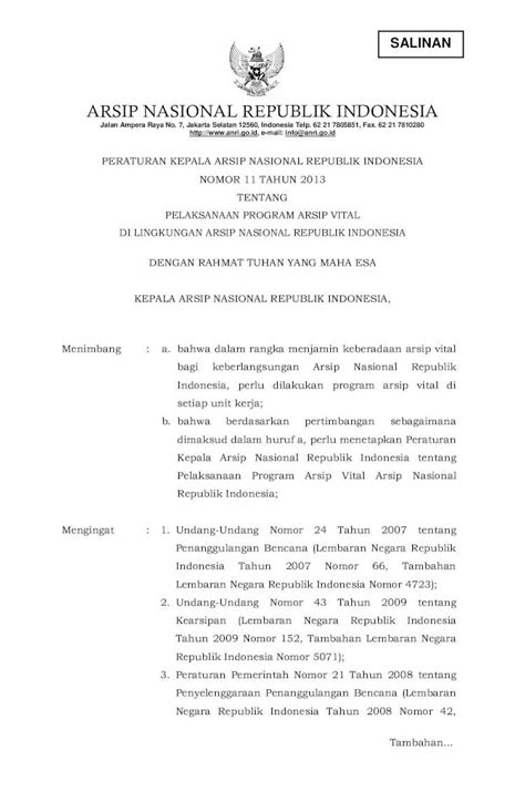 PDF Peraturan Kepala Arsip Nasional Republik Indonesia Nomor 11 Tahun