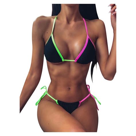 Niewtr Women S Sexy Triangle Bikini Set Cami String Swimwear Texture