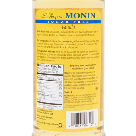 Monin 750 ML Sugar Free Vanilla Flavoring Syrup