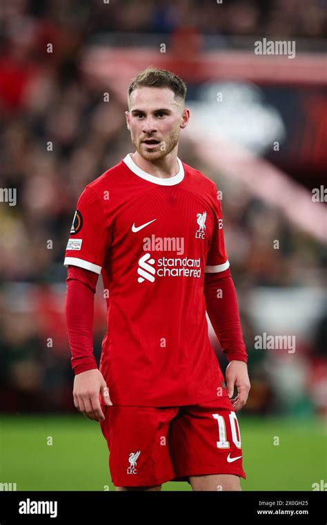 Liverpool Uk 11th Apr 2024 Alexis Mac Allister Of Liverpool Looks On During The Uefa Europa