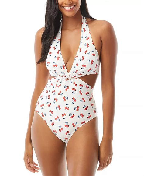 Kate Spade New York WHITE Cherry-Print Knotted One-Piece Swimsuit, US