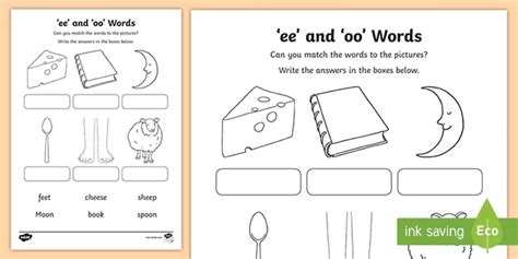 Ee And Oo Sounds Matching Activity Teacher Made