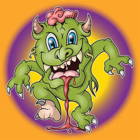 Cute Green Monster Is Laughing 13707262 Vector Art At Vecteezy