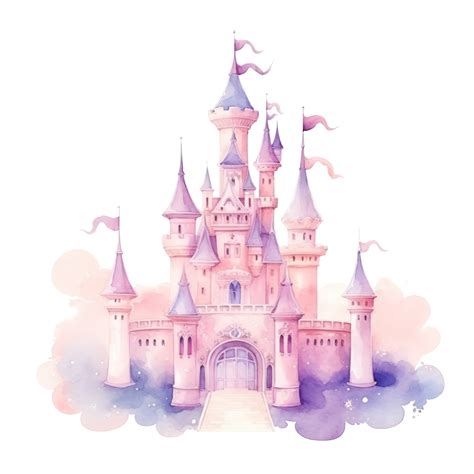 Watercolor princess castle isolated 27394895 PNG