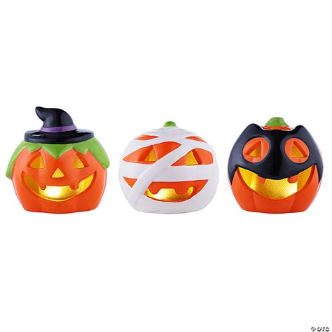 Mr Halloween Illuminated Pumpkin Halloween Decorations 3 Pc