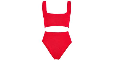 Hunza G Patricia Seersucker Bikini In Red Lyst