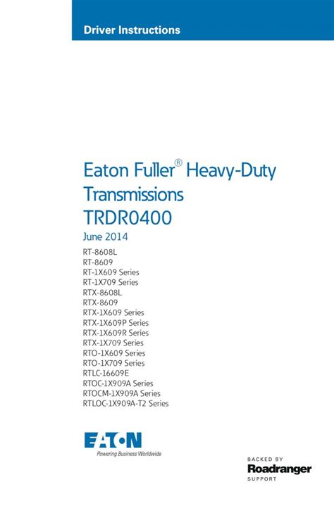 PDF Eaton Fuller Heavy Duty Transmissions TRDR0400pub Eaton