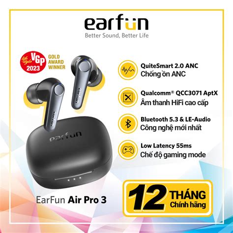 Tai nghe True Wireless EARFUN Air Pro 3 chống ồn ANC 6 micro