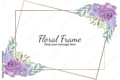 Soft purple green floral frame background with watercolor Stock Illustration | Adobe Stock