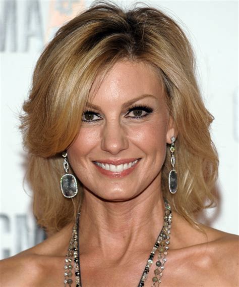 Faith Hill Medium Straight Dark Golden Blonde Hairstyle With Side Swept