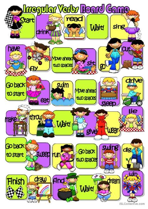 Irregular Verbs Board Game Speaking Practice English Es