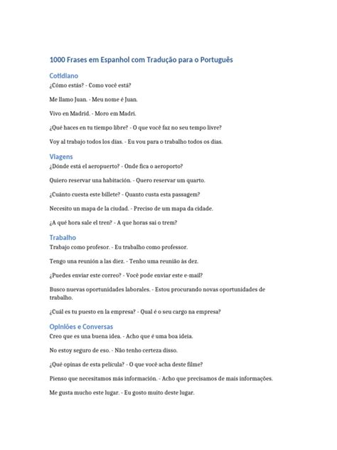 Frases Em Espanhol Com Traducao - 1000 Frases em Espanhol com Tradução | PDF | Madri