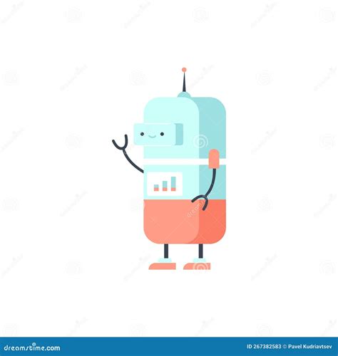 Cute Baby Robot Android Cartoon Character Flat Vector Illustration