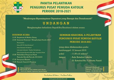 Pelantikan PP Pemuda Katolik Periode 20182021 Di Aula Katedral Jakarta