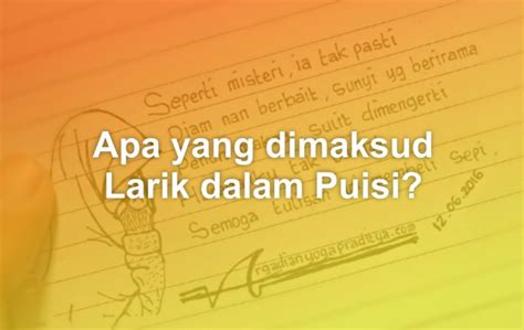 Apa Yang Dimaksud Larik Dalam Puisi Matob