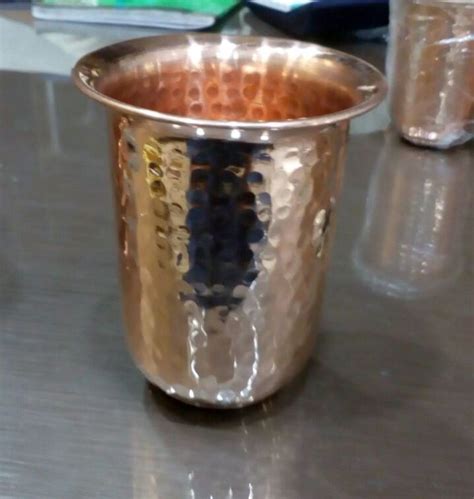 Cylindrical Hammered Copper Glass 300 ML For Home Size Regular At Rs