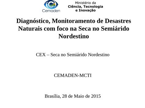 Pdf Diagn Stico Monitoramento De Desastres Naturais Foco Na Seca