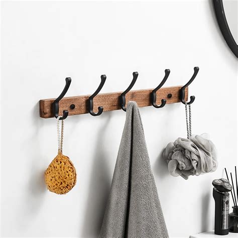 SARIHOSY Black Wood Wall Hook Wall Hanging Coat Rack For Bathroom