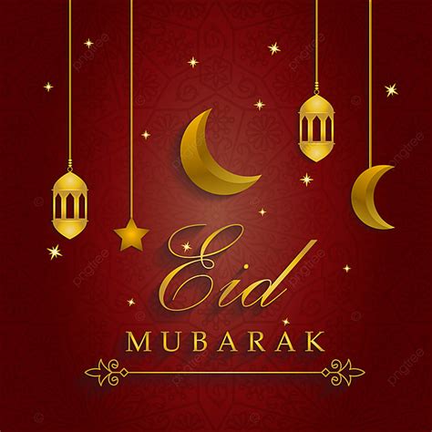 Eid Mubarak Minimalist Background With Red And Gold Color Happy Eid